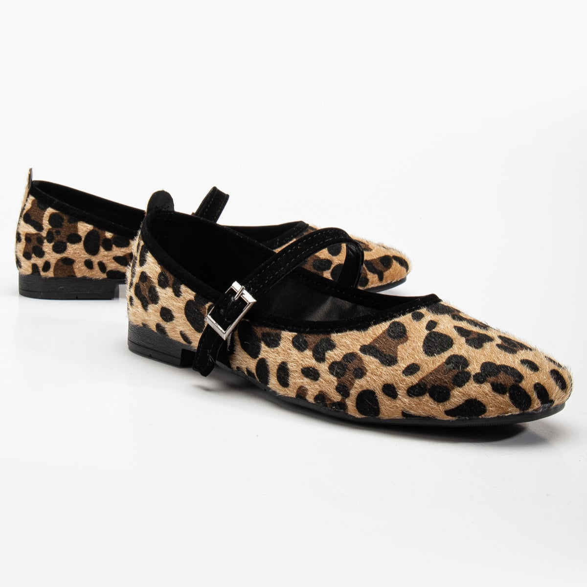 Emilie Leopard Suede Mary Jane Flats for Women - Comfortable & Stylish Ballet Shoes - Perfect for Work, Parties & Casual Outfits