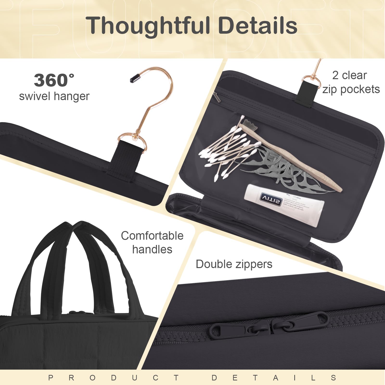 WOOMADA Hanging Toiletry Bag with Jewelry Organizer - Travel Cosmetic Bag for Women - Perfect for Vacation & Business Trips