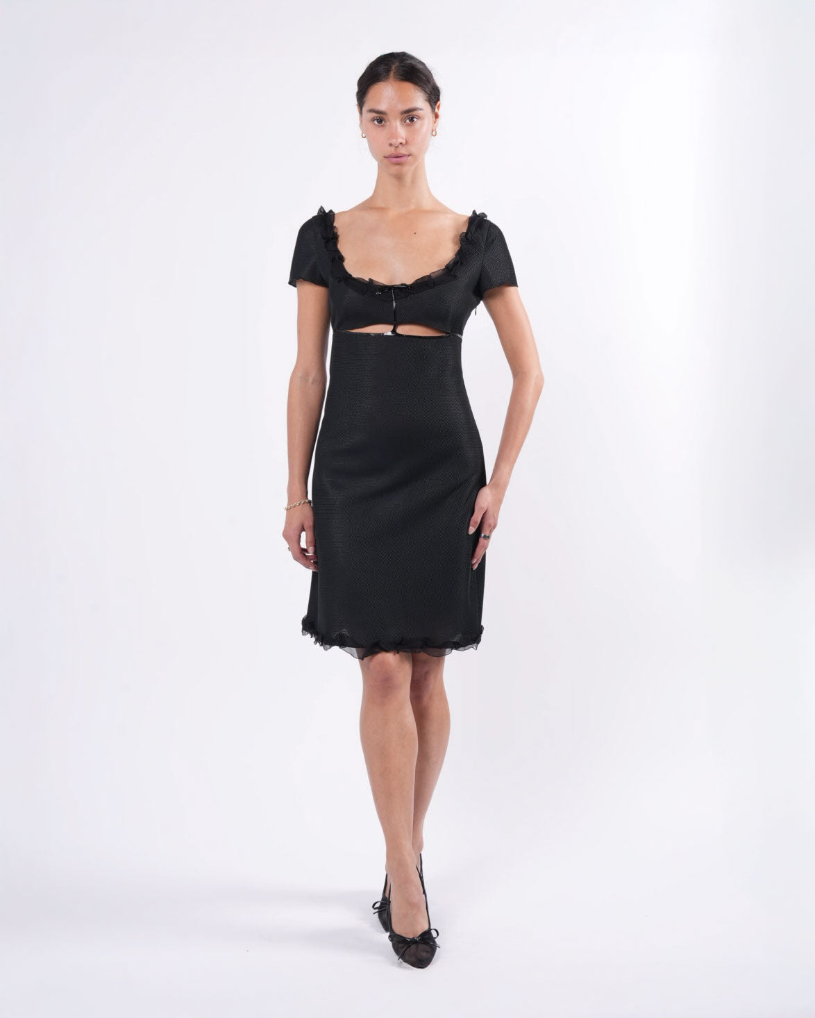 Vintage 1990s Retro Dress with Patent Leather Trim - Perfect for 90s Theme Parties, Halloween Costumes & Retro Fashion Lovers