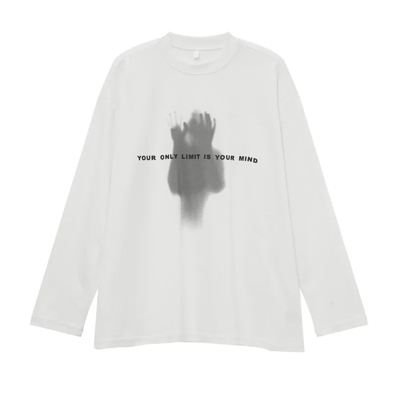 American Style Men's T-Shirts - Letter Print Round Neck Long Sleeve Pullover Tops for Fall Fashion | Casual Wear, Street Style & Layering Essential