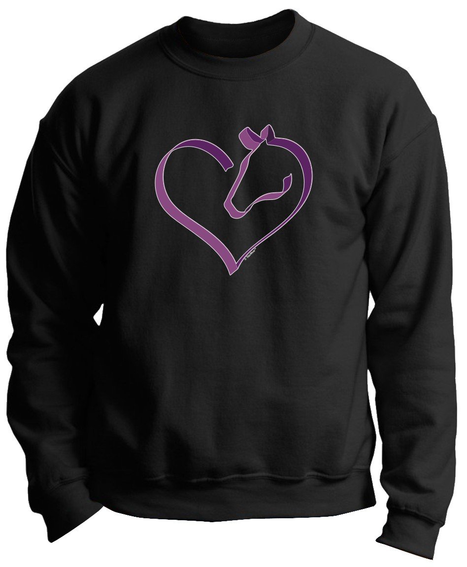 Premium Horse Lovers Crewneck Sweatshirt - Heart Equestrian Gift for Women & Men - Perfect for Riding, Barn Life & Horse Show Events