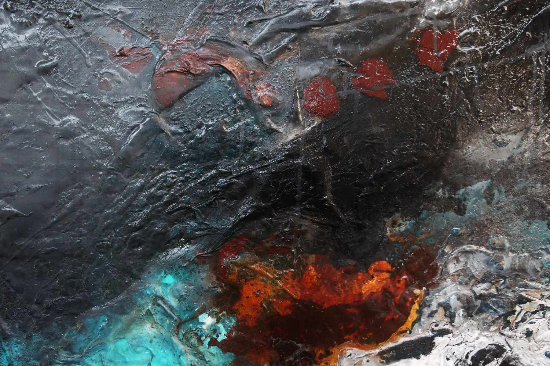 Rusted Aqua 140cm x 100cm Aqua Black Textured Abstract Canvas Art - Modern Wall Decor for Living Room, Bedroom & Office