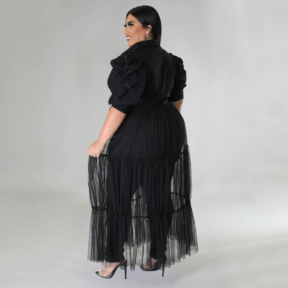 Sexy Plus Size Mesh See-Through Dress with Strap - Perfect for Night Out, Club Wear & Party Outfits