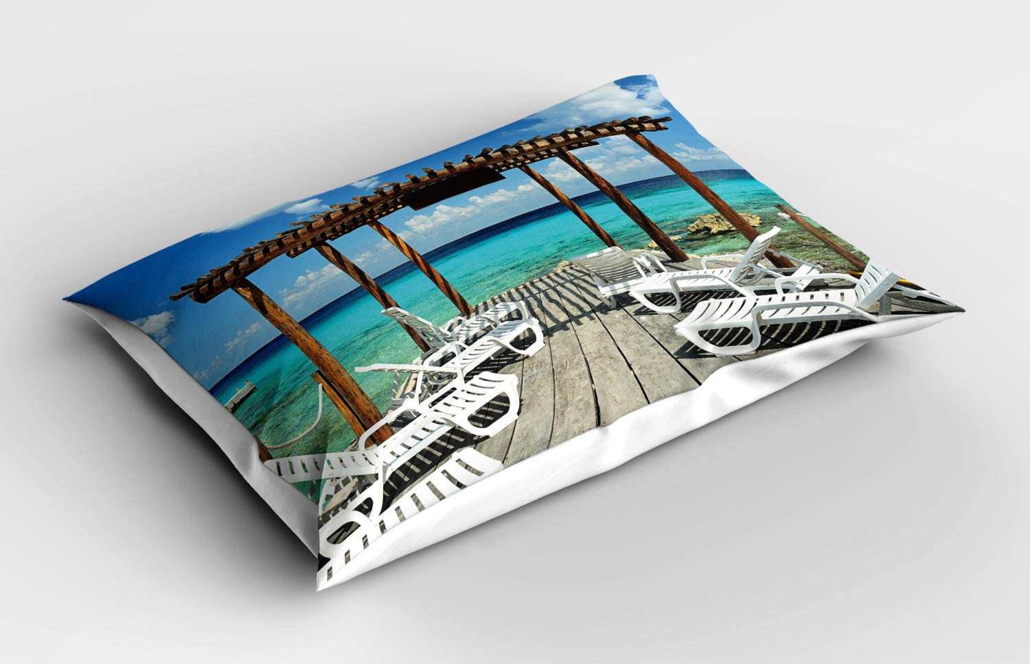Ambesonne Travel Pillow Sham - Ocean Pier Scenery Printed King Size Pillowcase (36