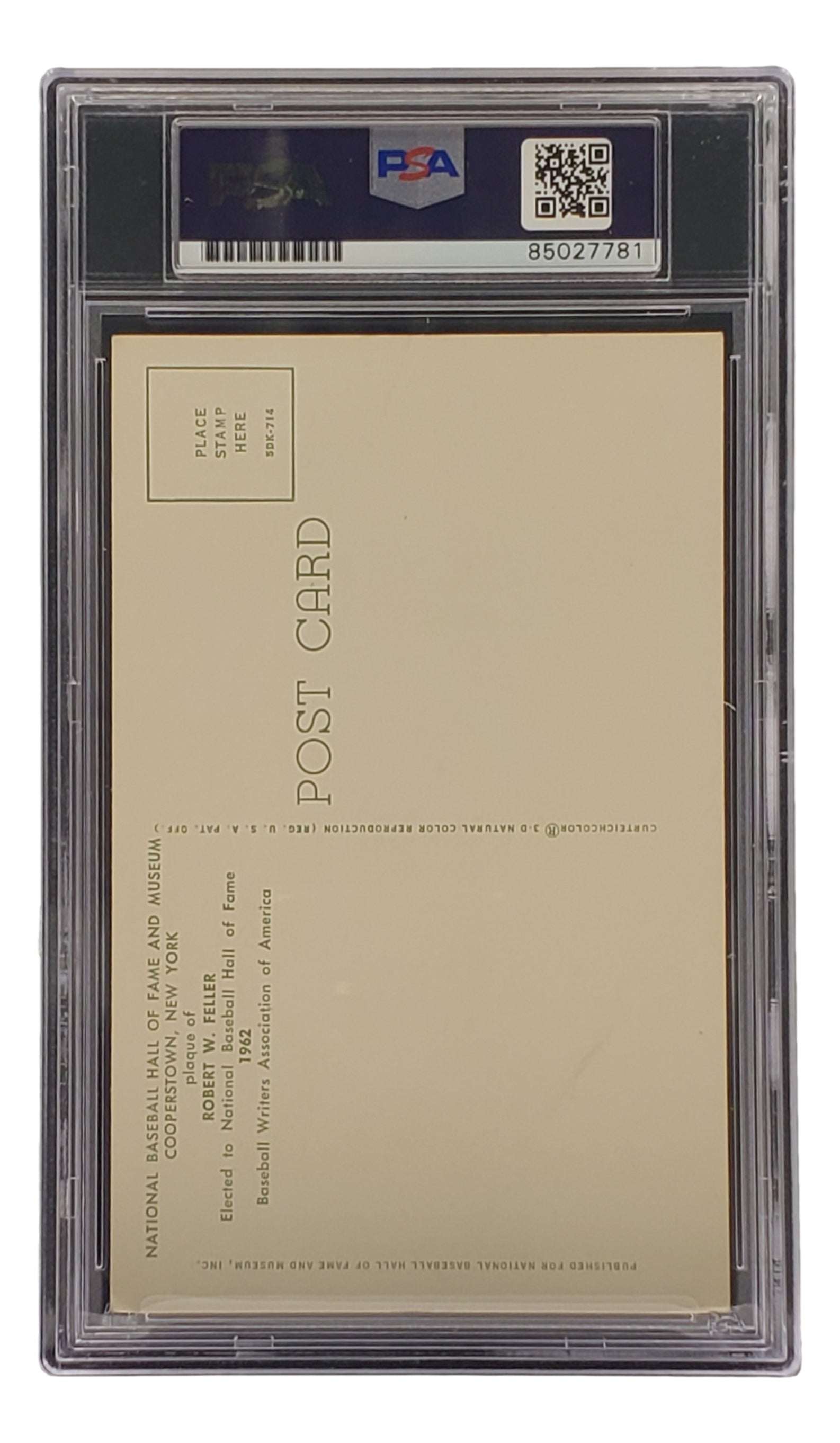 Bob Feller Autographed 4x6 Cleveland Indians Hall of Fame Plaque Card with PSA/DNA Certification #85027781 - Perfect for Baseball Memorabilia Collections & Sports Fan Gifts