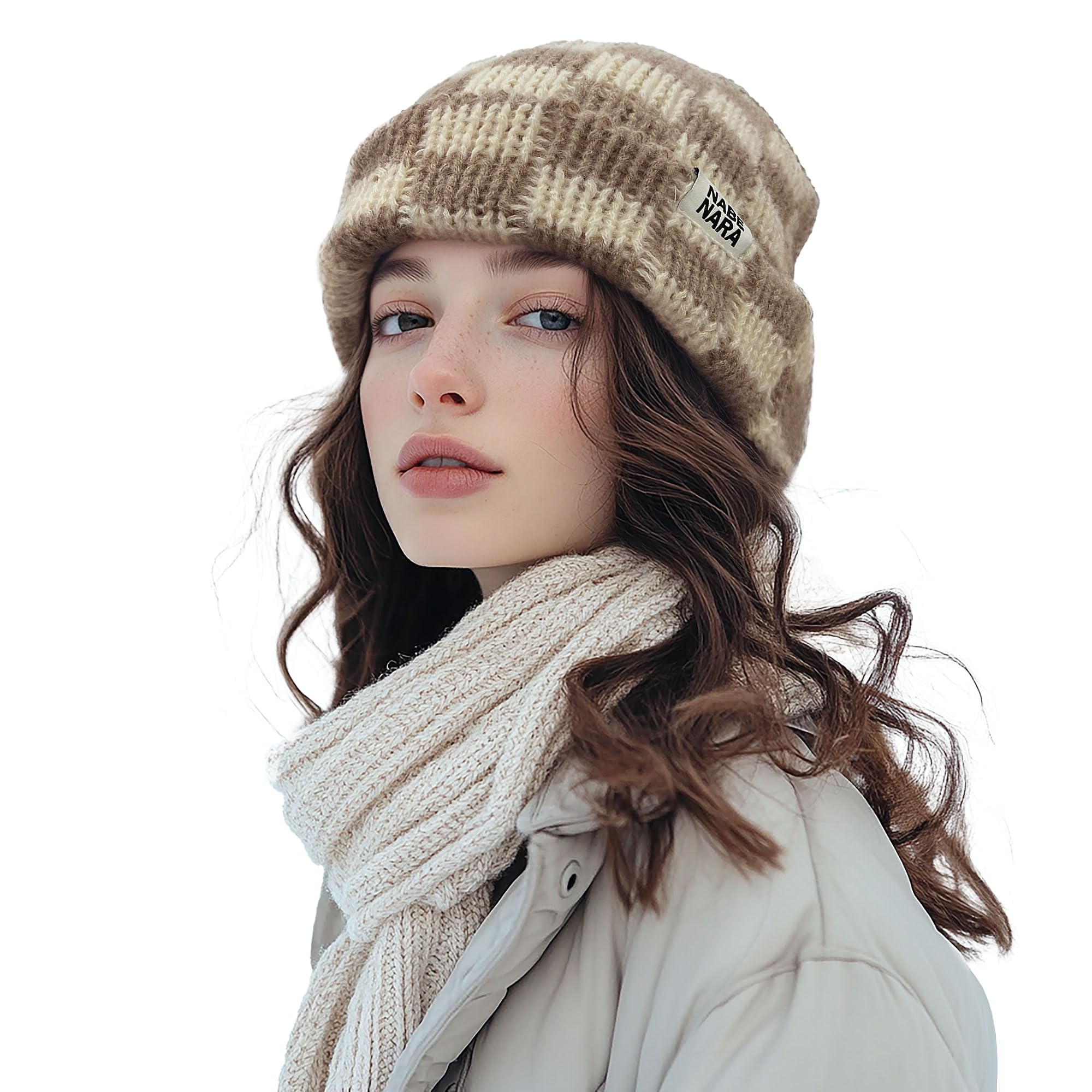Clakllie Checkered Beanie for Women & Men - Slouchy Winter Knit Hat with Cuffed Design - Warm Unisex Skull Cap for Skiing, Snowboarding & Everyday Cold Weather Wear