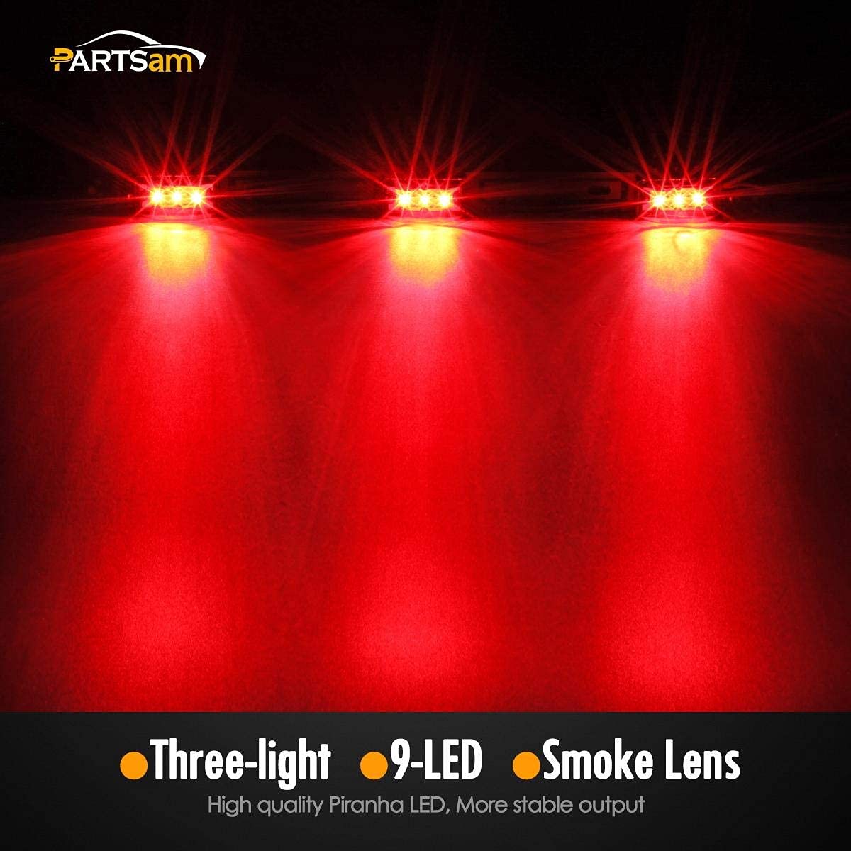 Partsam LED Trailer Lights Kit - 5PCS Amber 3.8” 6 LED Side Marker Lights + 1PC 14.17