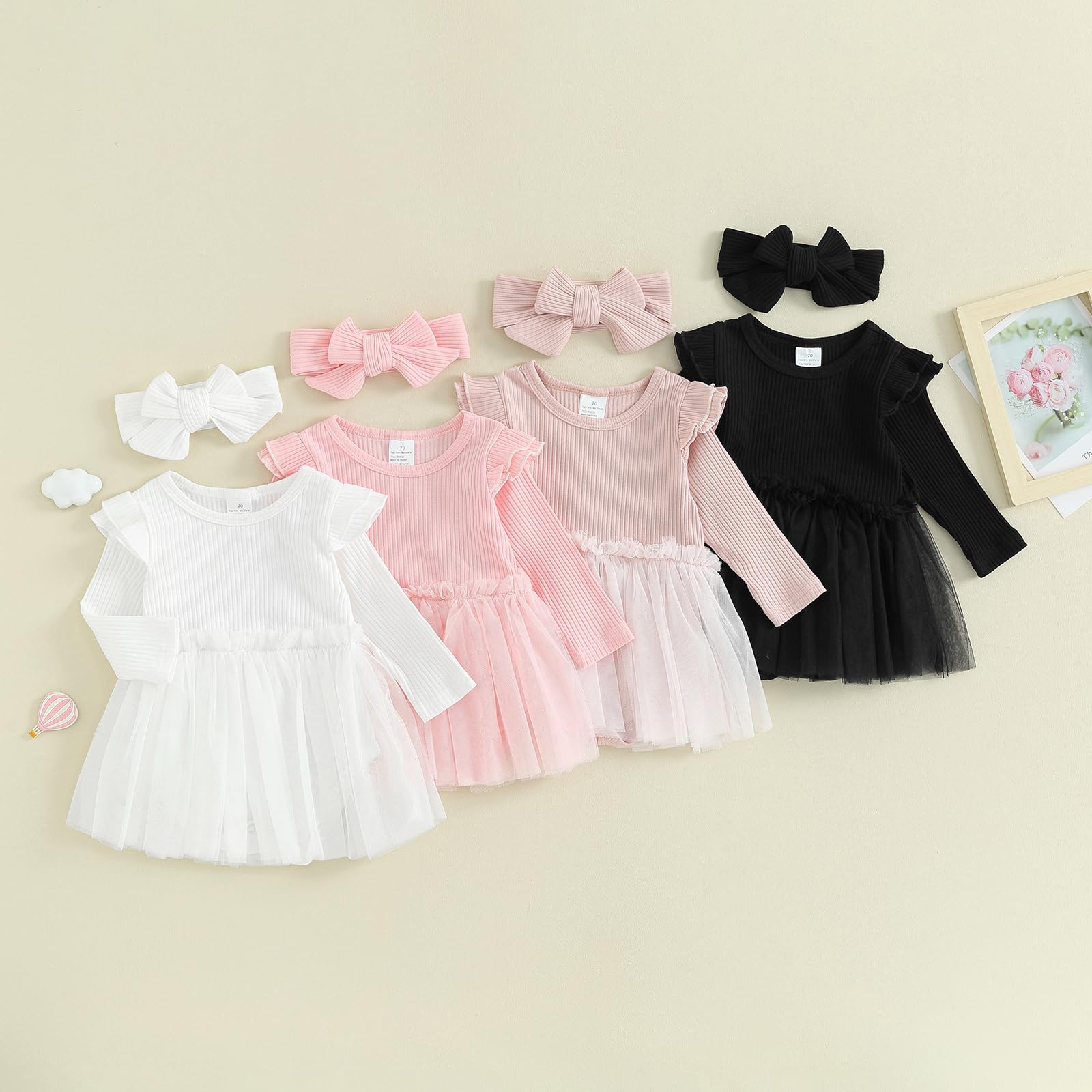 Adorable Baby Girl Fall Winter Outfits - Long Sleeve Romper Dress with Skirt | Princess Style Newborn Clothes | Perfect for Holidays, Family Photos & Special Occasions