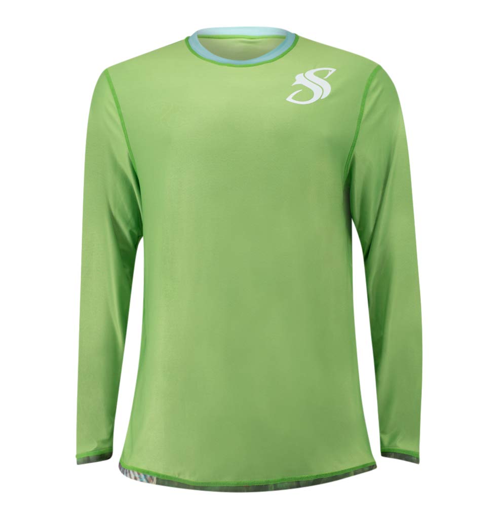 Men's Reversible UPF 50+ Fishing Shirt - Quick Dry Performance Shirt for Snorkeling, Boating & Outdoor Activities | Salty Scales Scallop Design