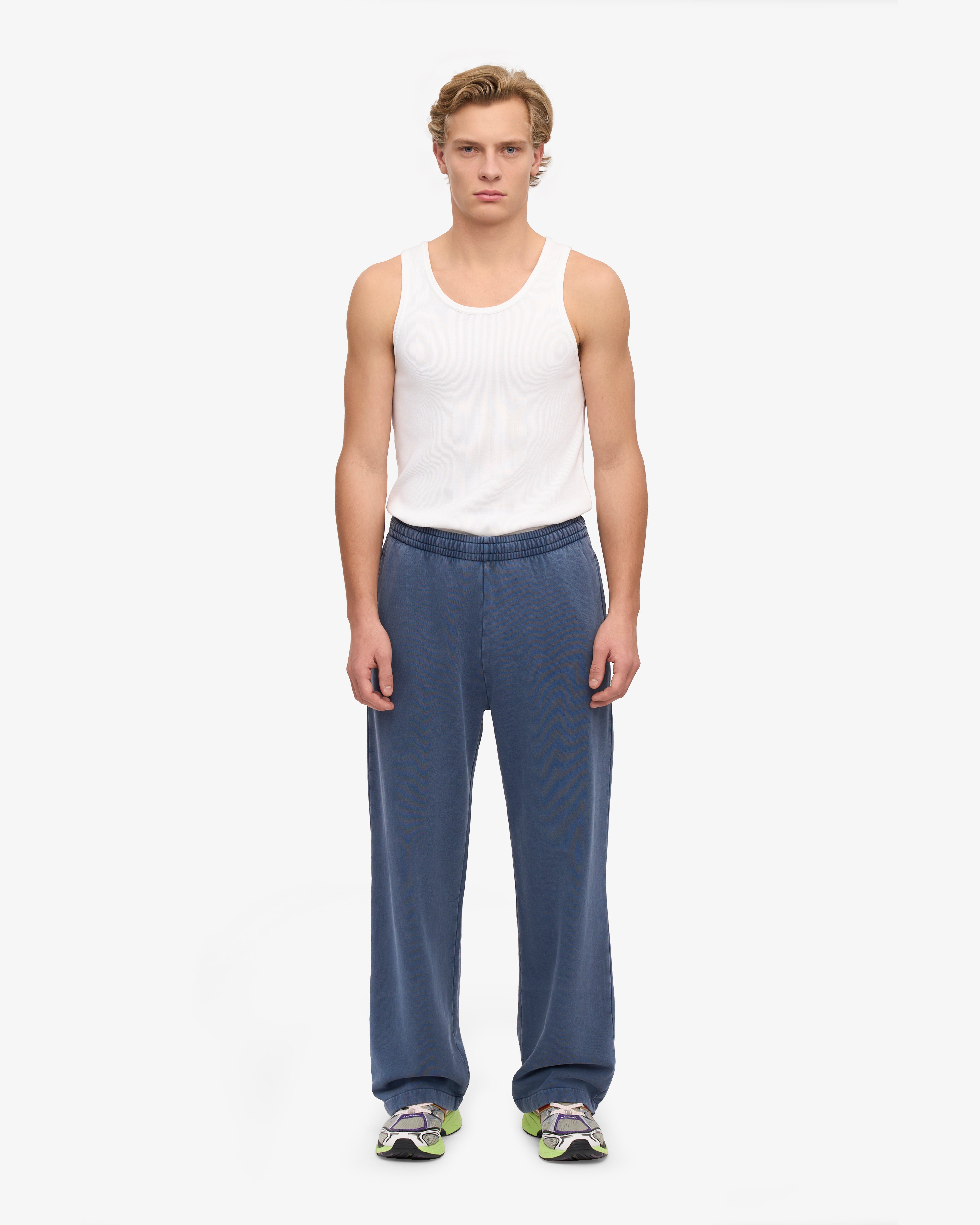 Organic Straight Leg Sweatpants for Women - Soft Cotton Lounge Pants | Comfortable Casual Wear for Home, Yoga & Running | Neptune Blue