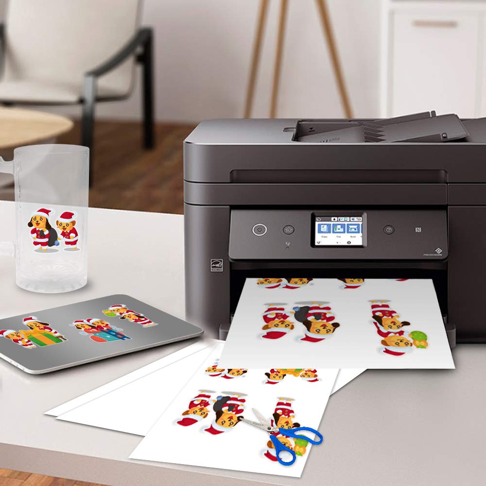 Stampcolour Printable Vinyl Sticker Paper - 30 Clear Self-Adhesive Sheets for Inkjet Printers (Epson, HP, Canon, Sawgrass) | Quick-Drying, Vivid Colors, Tear-Resistant Decal Paper | Perfect for DIY Crafts, Laptop Decals & Water Bottle Labels