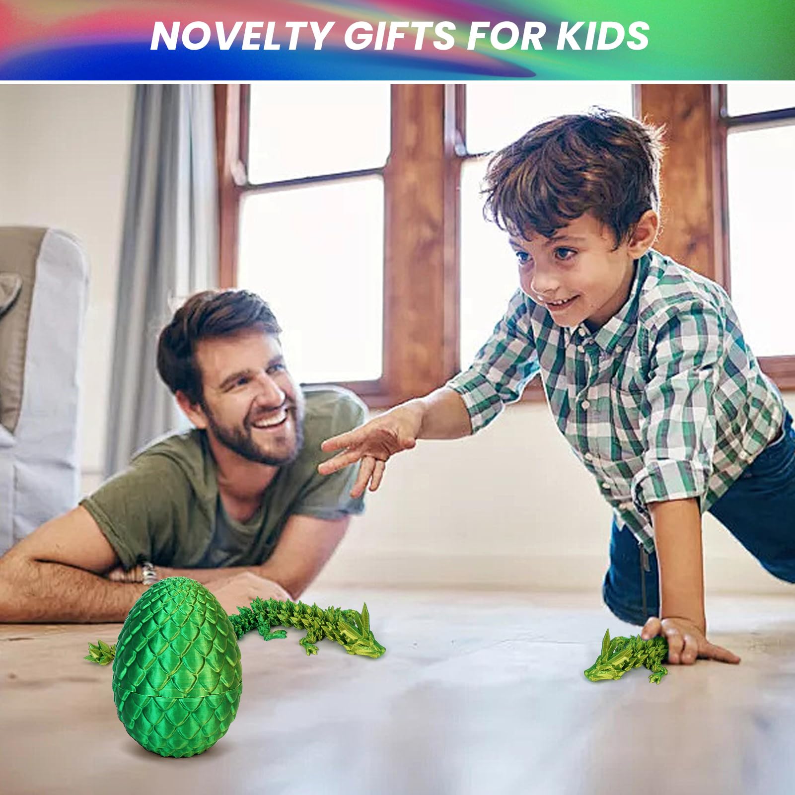 3D Printed Dragon Eggs with Articulated Crystal Dragon Inside - Easter Basket Stuffers, Prefilled Easter Eggs, Unique Fidget Toys for Kids | Perfect for Easter Gifts, Party Favors & Sensory Play