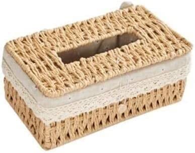 Handwoven Rattan Tissue Box Holder - Stylish Home Decor Storage for Napkins & Tissues | Japanese-Inspired Desktop Organizer for Living Room, Bedroom & Office (Multiple Colors Available)