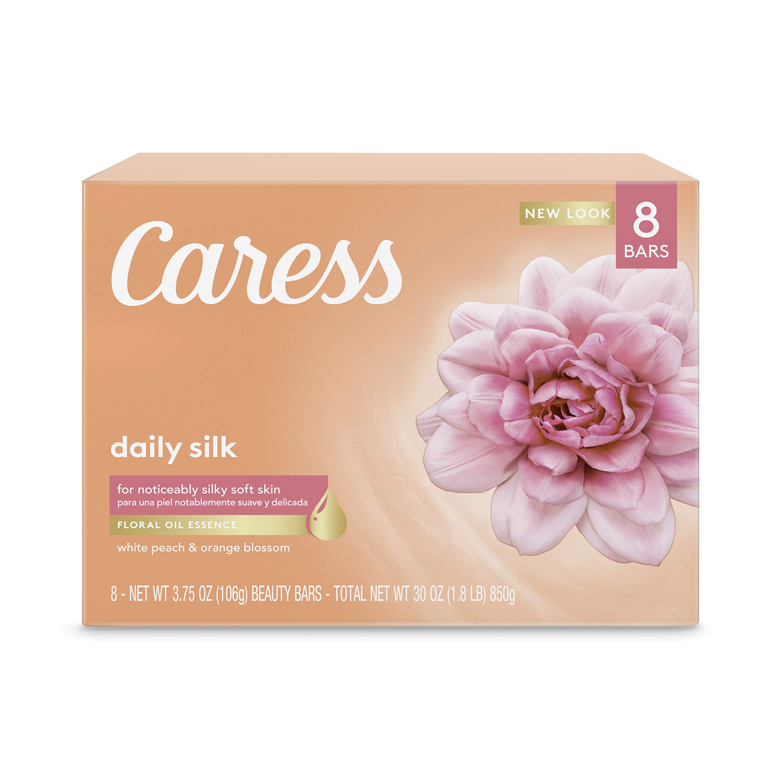 Caress Moisturizing Beauty Bar - Daily Silk Soap (4.25 oz, 8-Pack) | Hydrating & Nourishing for Soft, Smooth Skin | Perfect for Shower & Bath