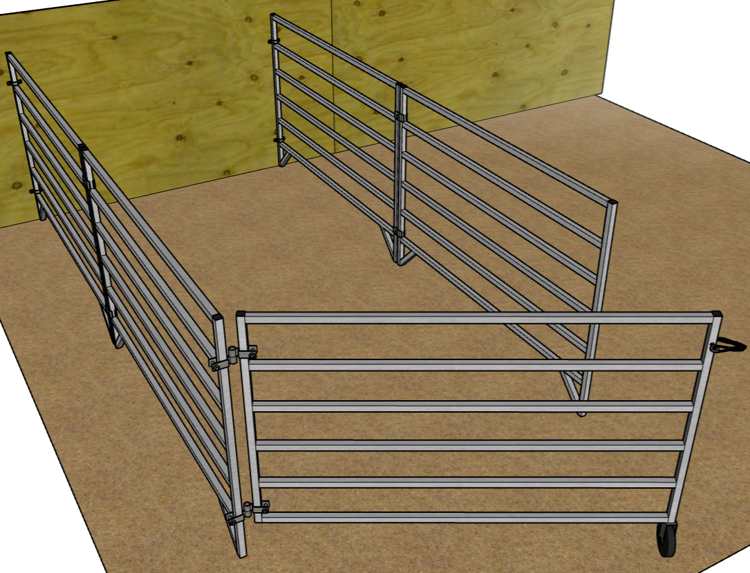 5 Ft X 10 Ft Aluminum Stall Kit with 6 Rails - Wall Mounted Horse Stall (4 Panels + 1 Gate) for Barns, Stables & Indoor Riding Arenas