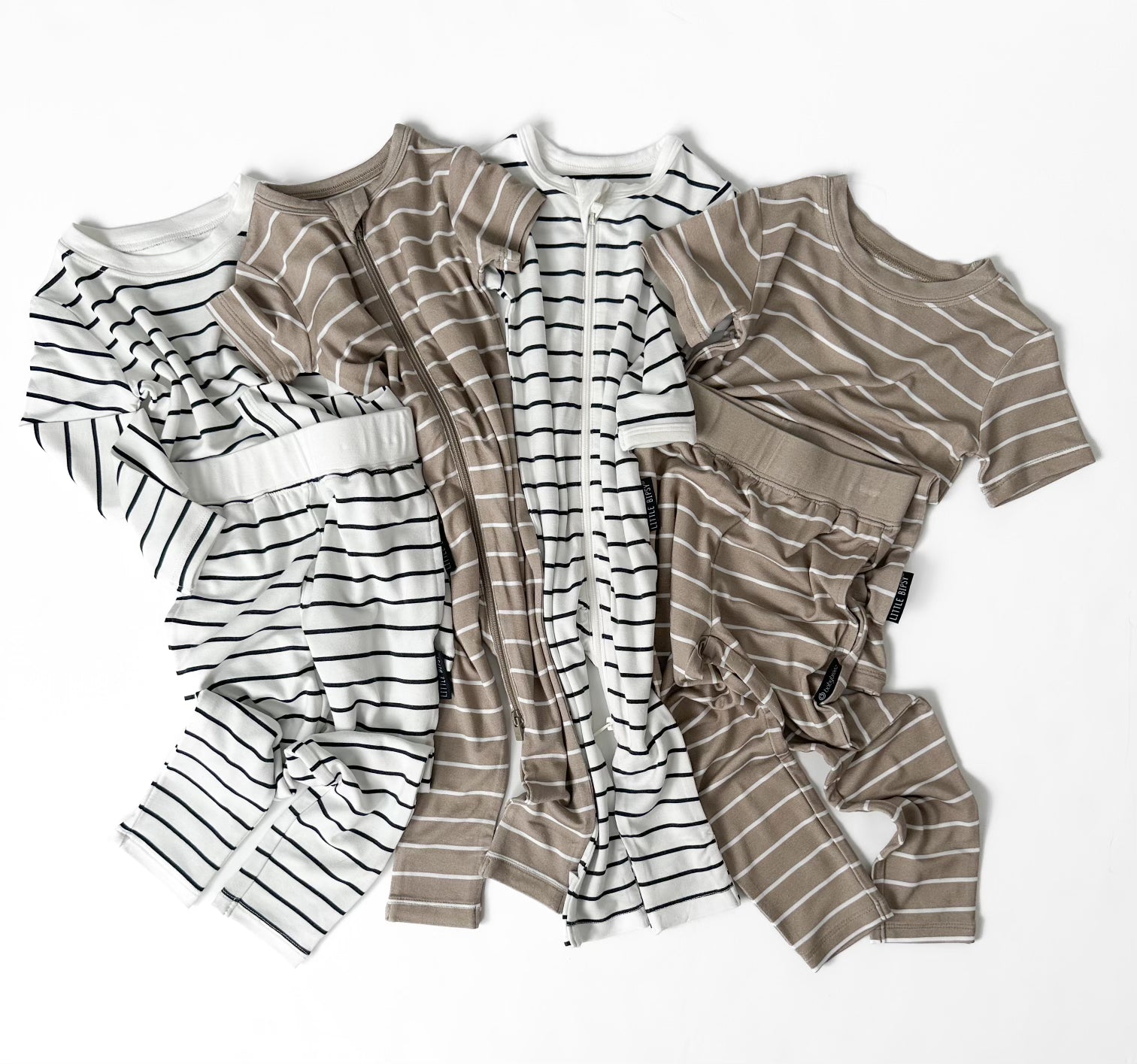 LB x Baby Breez Long Sleeve Pinstripe 2-Piece Pajama Set - White & Black Striped Pajamas for Women - Cozy Sleepwear for Winter Nights & Loungewear