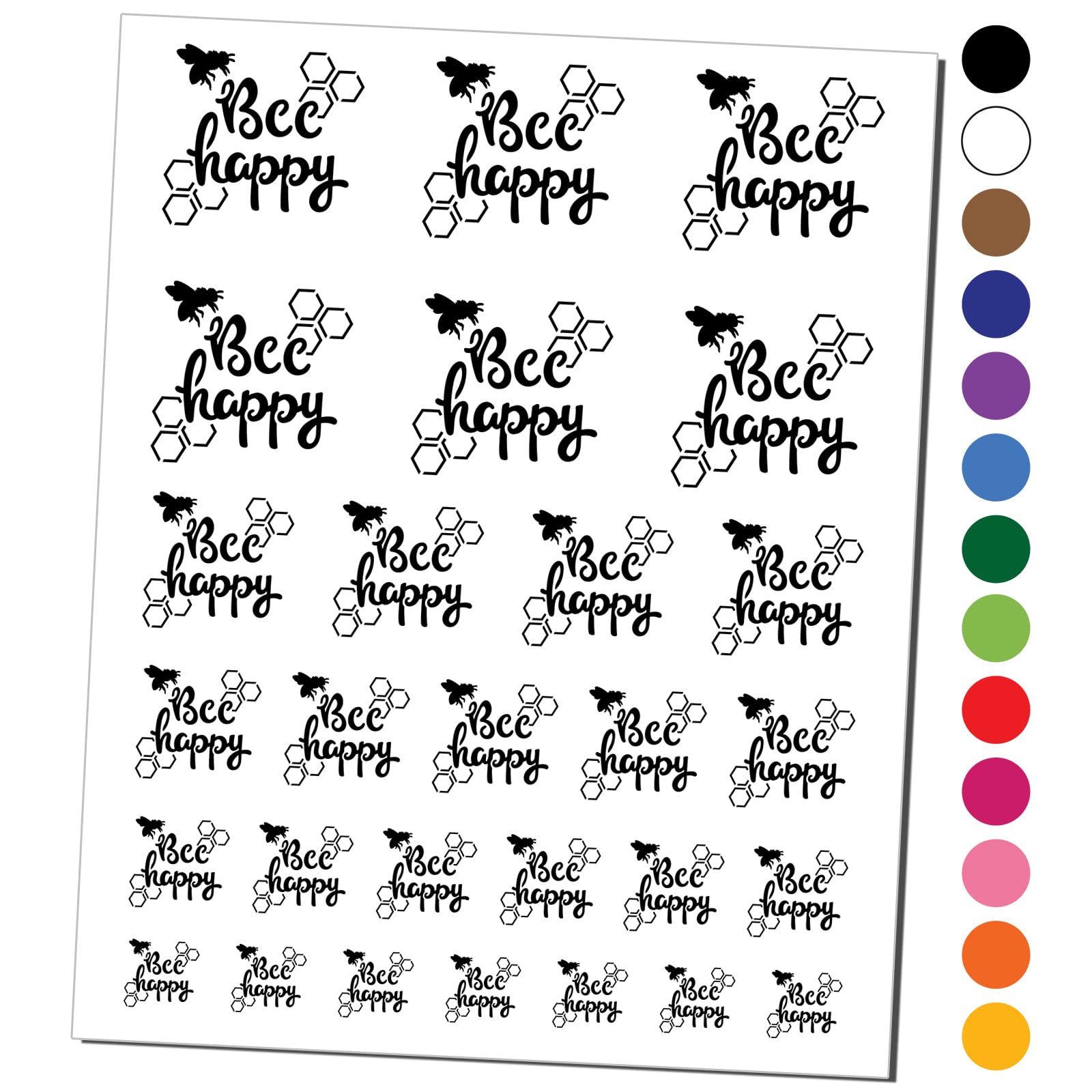 Bee Be Happy Honeycomb Temporary Tattoo Set - Waterproof Fake Body Art Collection for Adults & Kids (Black, 1 Sheet) | Perfect for Parties, Festivals & Summer Fun