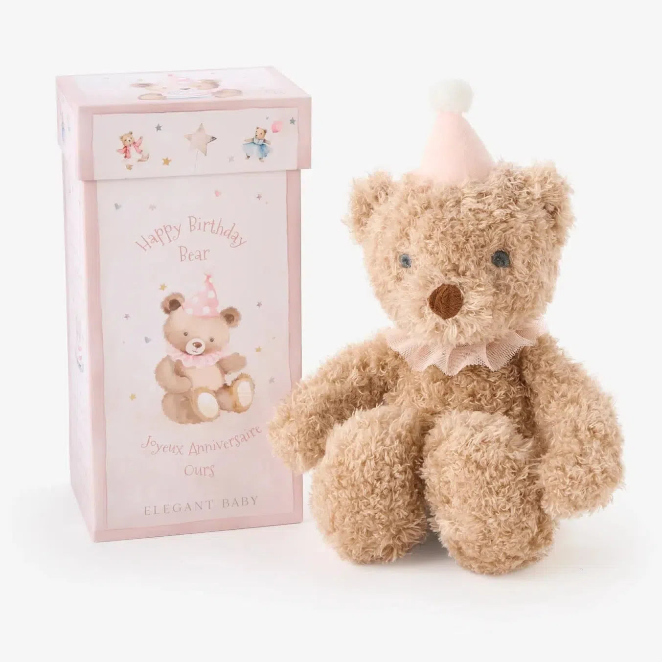 Elegant Baby Birthday Bear Gift Set - Adorable Plush Teddy for Newborns, Baby Showers & 1st Birthday Celebrations | Perfect Nursery Decor & Christening Present