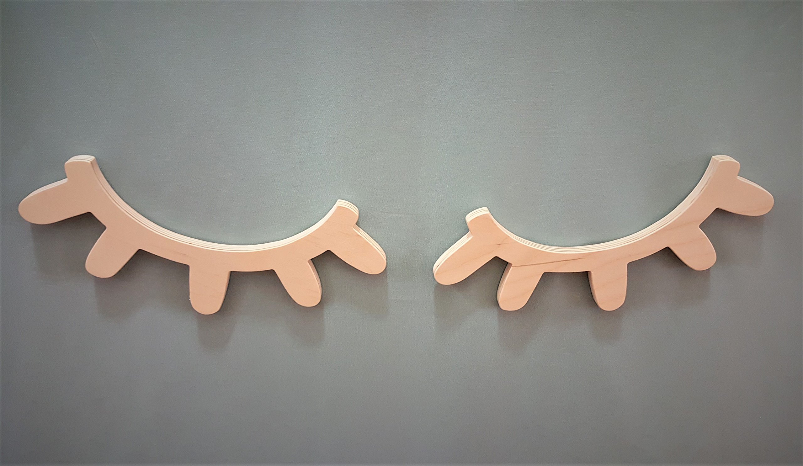 Wooden Eyelash Wall Decor Set - Sleepy Eyes Lashes for Vanity, Bedroom & Nursery - 8