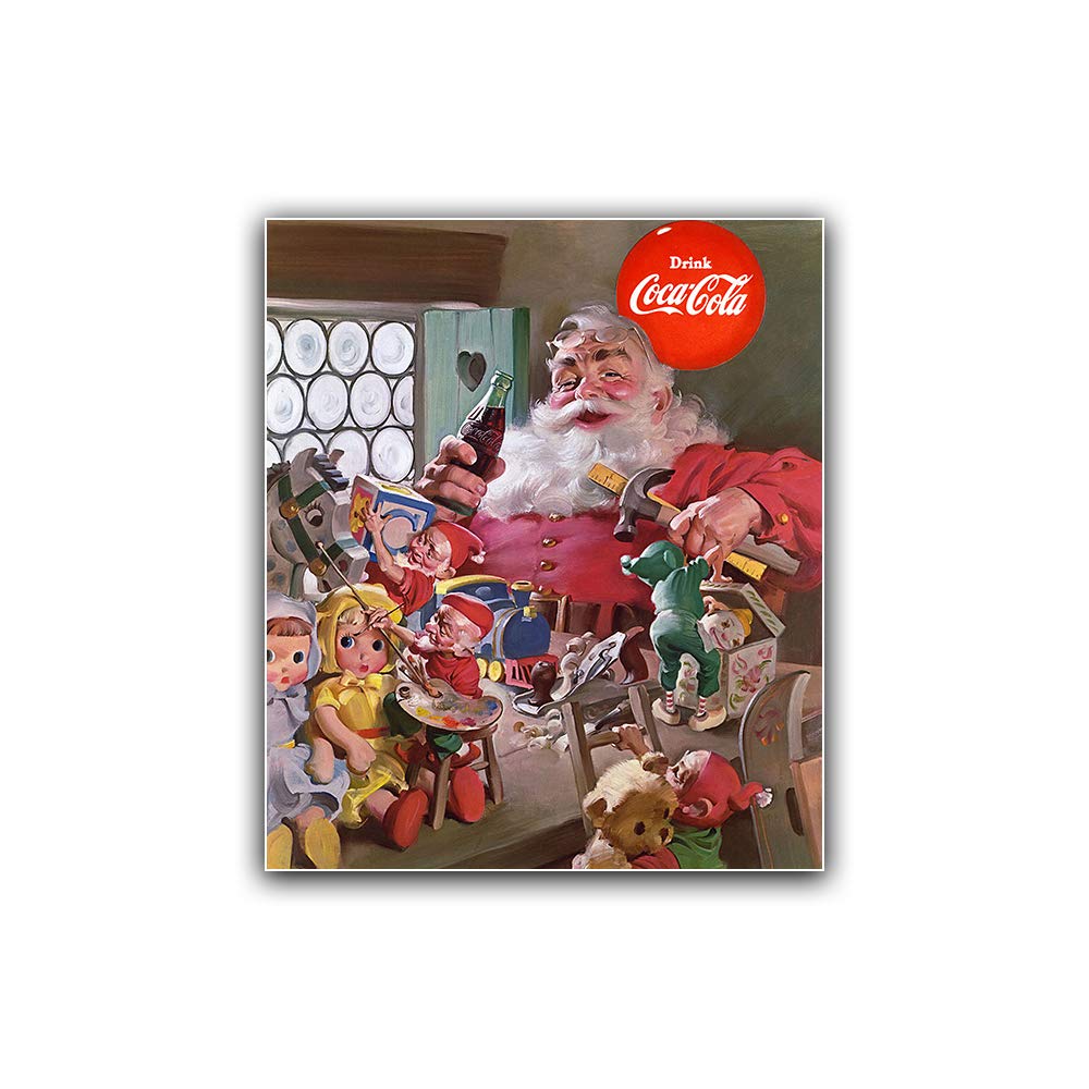 Vintage 1953 Coca-Cola Santa Toys Promotional Advertising Poster - Christmas Decor, Holiday Collectible, Retro Wall Art for Home & Office