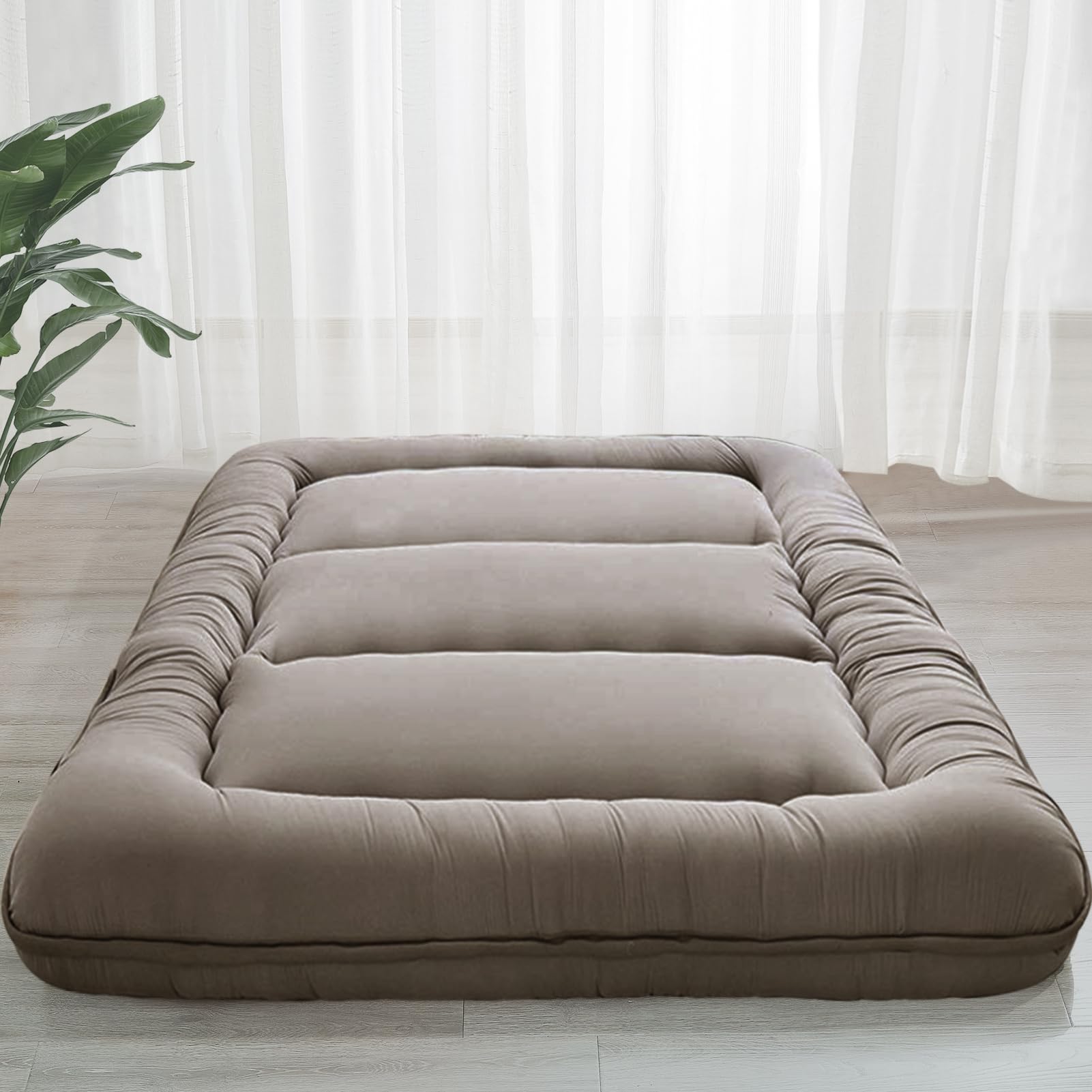 MAXYOYO 6-Inch Extra Thick Japanese Floor Futon Mattress - Dark Grey | Traditional Tatami Style Bedding for Small Spaces, Guest Rooms & Minimalist Home Decor