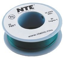 NTE ELECTRONICS WHS22-05-25 22AWG Green Hook Up Wire - 25FT Copper Stranded Cable (10-Pack) - Perfect for DIY Electronics, Automotive Wiring & Home Electrical Projects