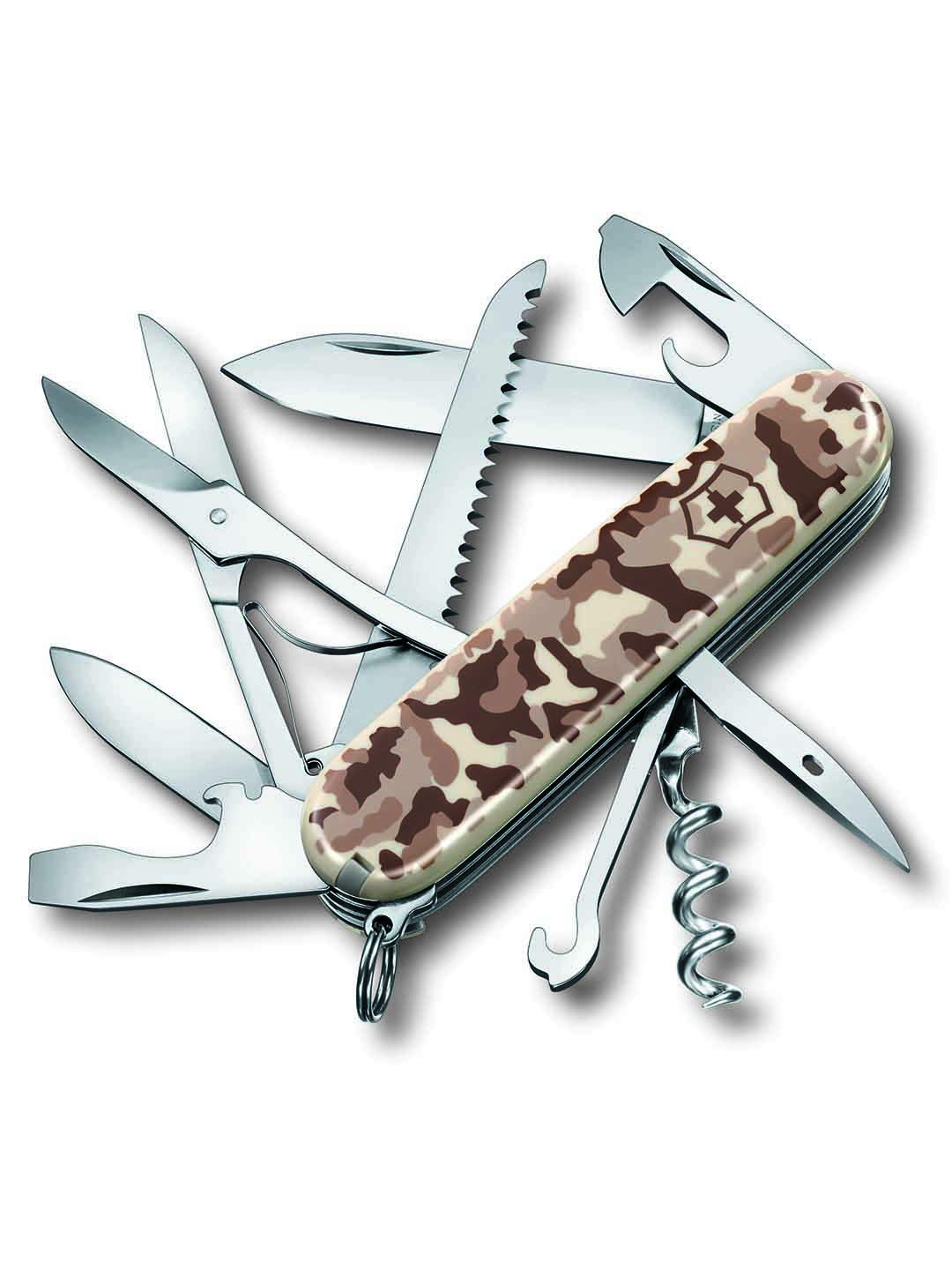 Victorinox Huntsman Camouflage Desert 15-Function Swiss Army Knife - Compact Multi-Tool for Camping, Hiking & Outdoor Adventures