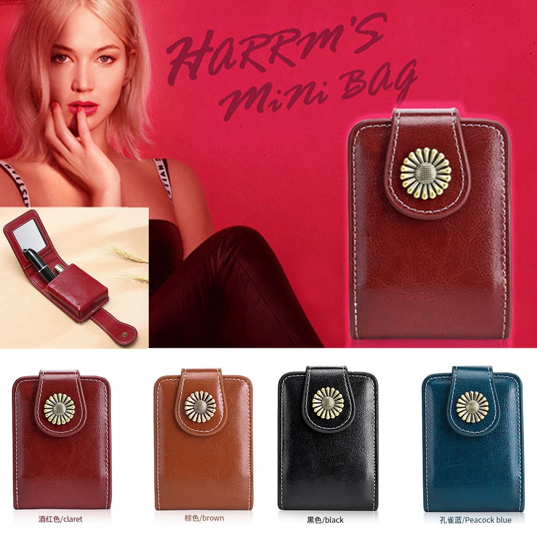 Classic Elegant Lipstick Holder with Mirror - Compact Travel Makeup Case for Purse, Holds 2 Lipsticks or Lip Gloss (Peacock Blue) | Perfect for On-the-Go Touchups & Cosmetic Organization