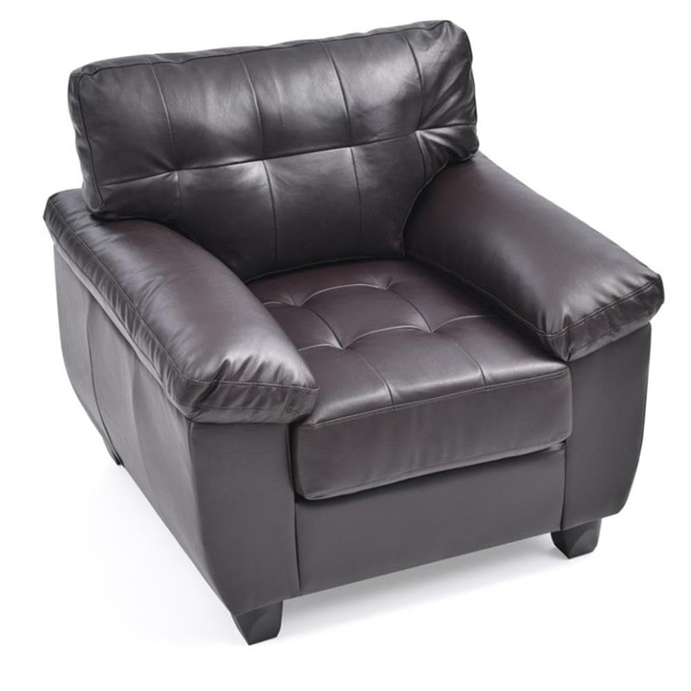 Premium Faux Leather Accent Chair in Cappuccino Brown - Modern Living Room Seating for Home Office, Lounge & Reading Nook