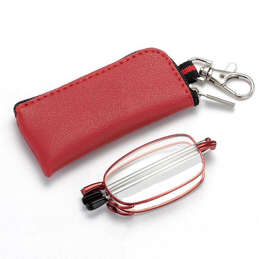 Blue Light Blocking Glasses for Computer & Reading - Foldable Presbyopic Eyewear for Men & Women (+300, Red) - Perfect for Office & Digital Use