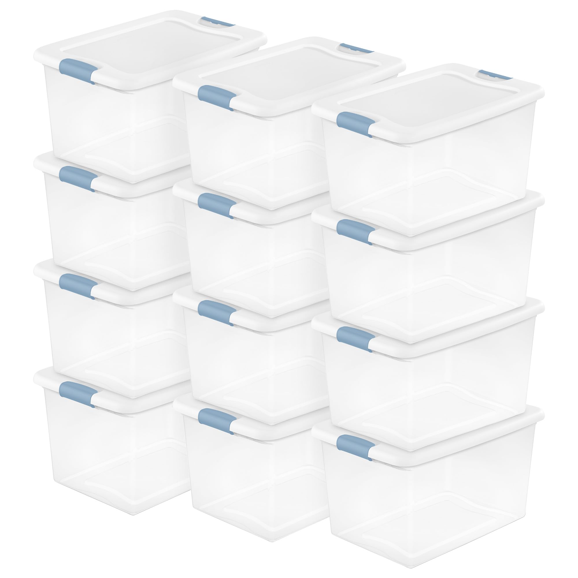 Sterilite 12-Pack 64 Quart Clear Plastic Storage Bins with Latching Lids - Christmas Decoration Organizer for Holiday Decor, Ornaments & Seasonal Items Storage