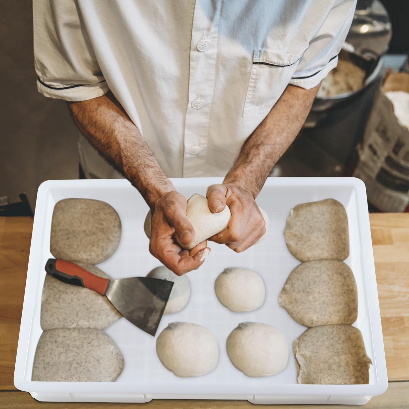 4-Pack Commercial Stackable Pizza Dough Proofing Boxes - Plastic Bread & Pastry Dough Trays for Bakeries, Restaurants & Home Baking