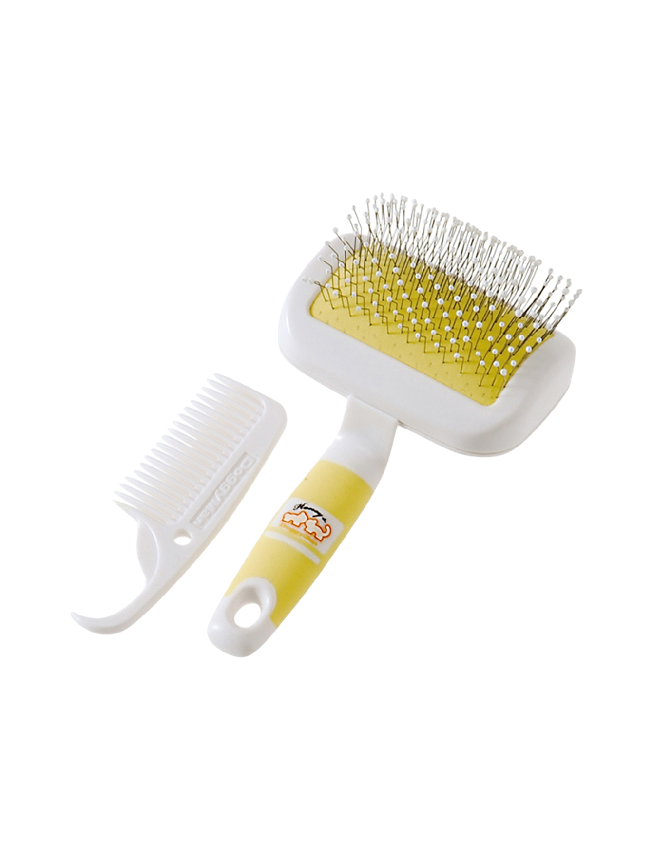 Doggyman Honey Smile Ball Pin Slicker Brush for Dogs & Cats - Mini Pet Grooming Brush for Removing Tangles & Mats - Perfect for Small Breeds & Puppy/Kitten Grooming at Home