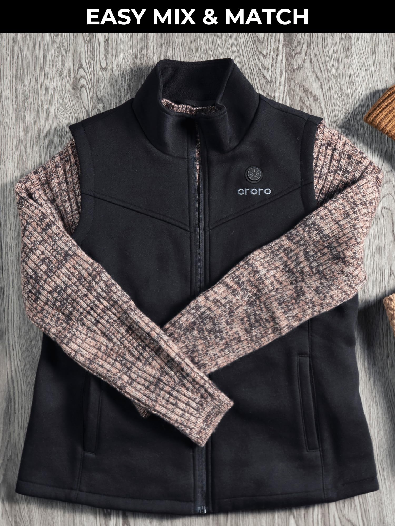 ORORO Women's Heated Fleece Vest with Power Bank - Battery Powered Electric Heated Jacket for Winter, Outdoor Activities & Cold Weather (Charger Not Included) - Perfect for Hiking, Camping, Skiing & Daily Commute