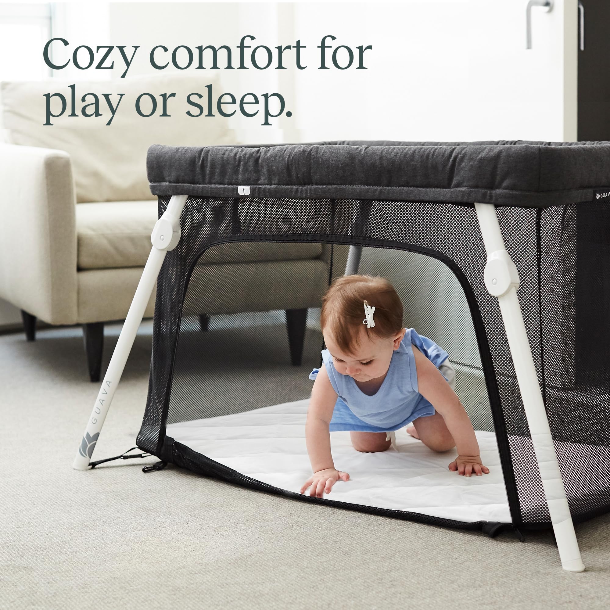 Guava Lotus Travel Crib & Playpen Bundle - Lightweight Portable Baby Crib with Cotton Quilted Sheet & Mattress | Certified Safe for Infants & Toddlers | Foldable Play Yard with Backpack Design | Perfect for Travel, Daycare & Home Use
