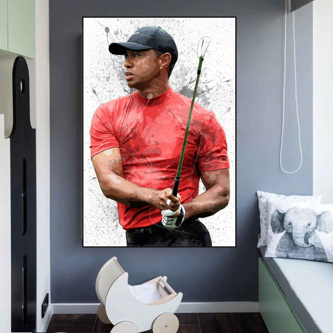 Tiger Woods Canvas Wall Art - High Quality Sports Memorabilia Print for Golf Fans | Perfect for Home, Office & Man Cave Decor