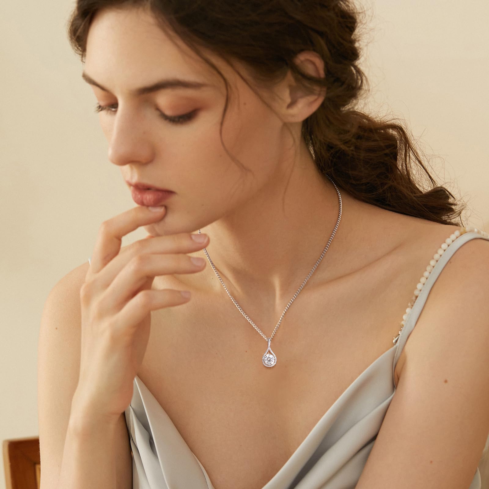 Moissanite Necklace for Women - 925 Sterling Silver 18K Gold Plated 0.5-6.0CT Diamond Alternative Pendant Jewelry Gift for Anniversary, Birthday, Wedding - Perfect for Wife, Mom, Girlfriend - Elegant for Date Night, Party & Special Occasions