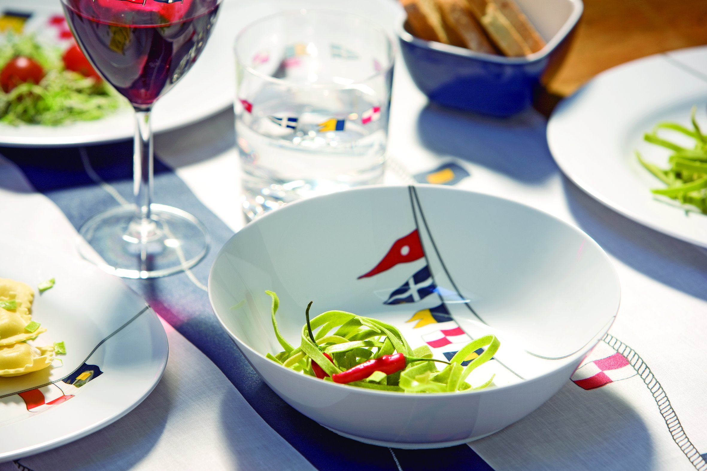 MB Coastal Designs Shatterproof Non-Slip Soup Bowls - Set of 6 Nautical Style Bowls in White, Red & Yellow | Perfect for Boats, Picnics, Outdoor Dining & Everyday Use