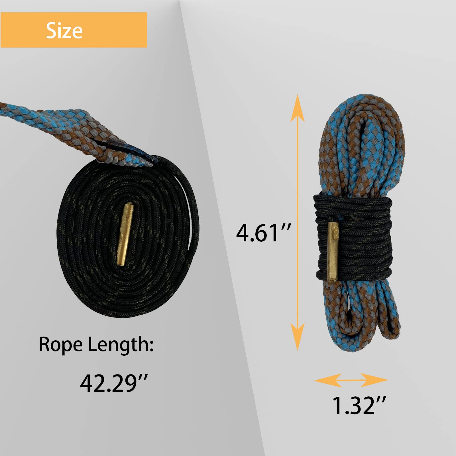 2 Pack Gun Cleaning Snake Rope - Rifle Bore Brush for Pistol, Handgun, Shotgun - Fits .22, .223, 5.56mm, .380, 9mm, 12GA, .308, .357, .44, .45 Caliber - Perfect for Range Maintenance & Firearm Care