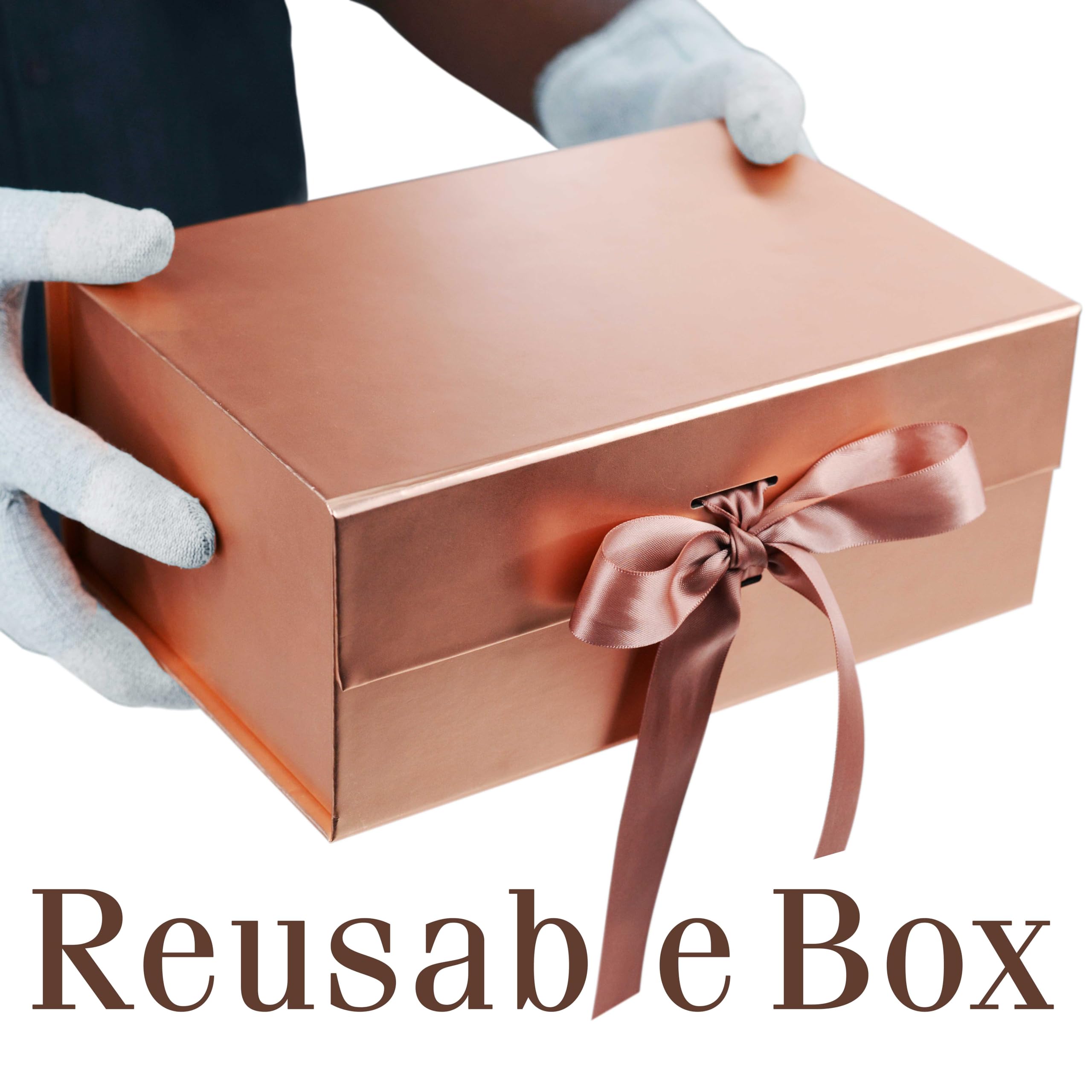 Luxury Rose Gold Gift Box for Valentine's Day - Queen Victoria Style Reusable Empty Packaging Box (23x16x10cm) with Ribbon, Holds up to 5kg - Perfect for Jewelry, Cosmetics & Premium Gifts