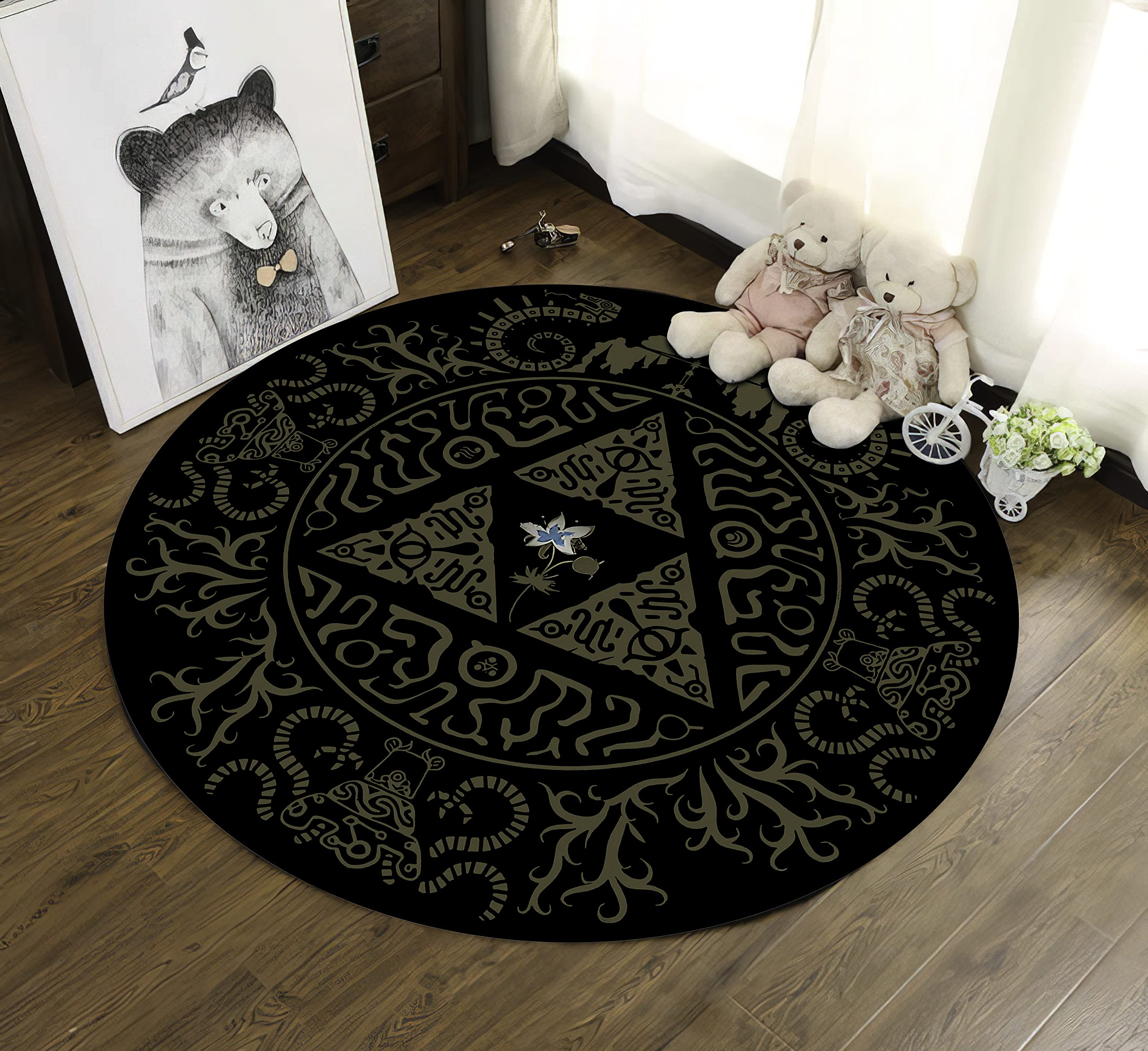 Premium 6x6 ft Round Video Game Rug - Soft Gamer Room Carpet, Gaming Chair Mat & Playroom Decor - Perfect for Gaming Setup, Living Room & Bedroom - Ideal Gift for Gamers (Economy Quality)