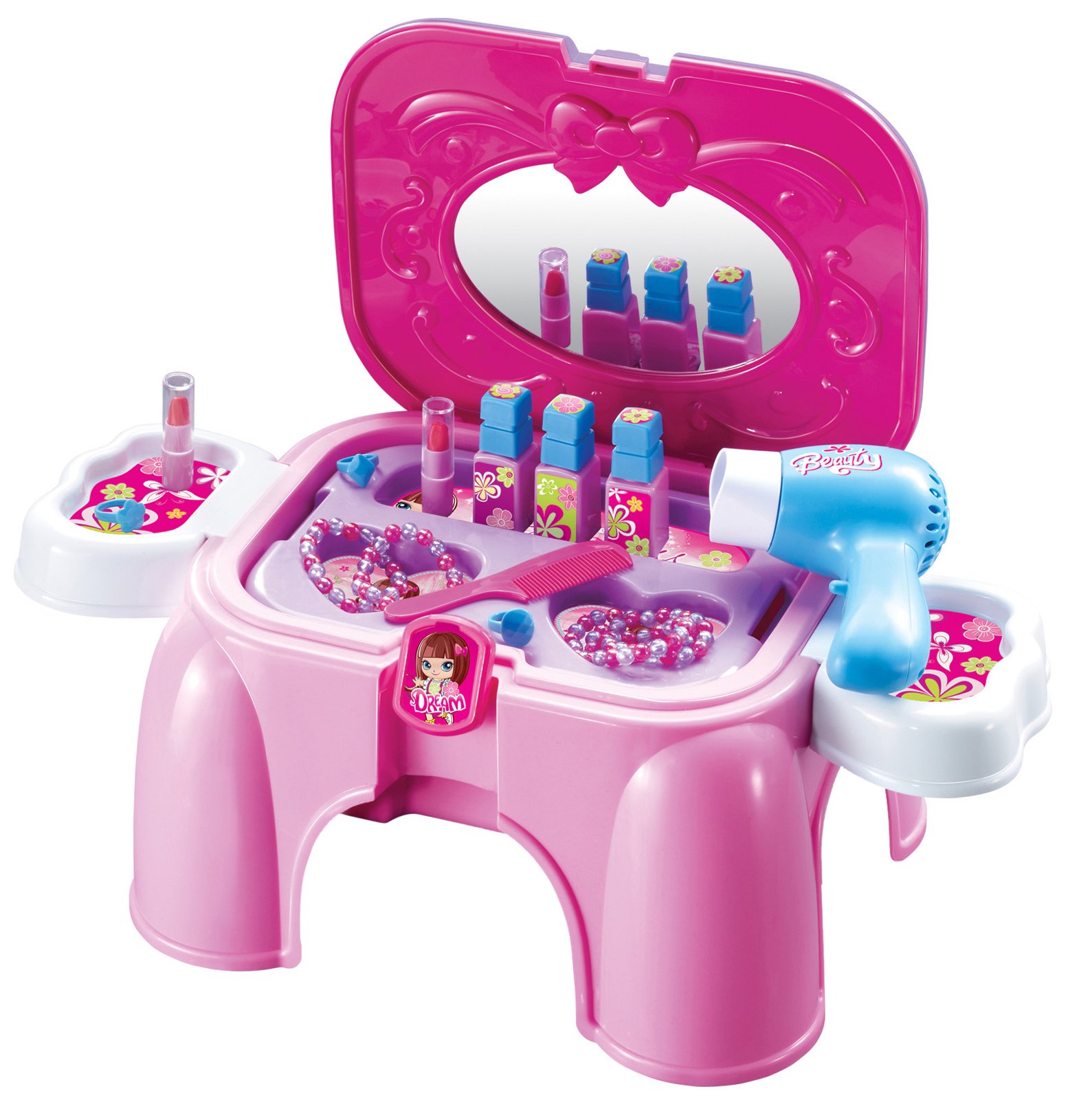 My First Portable Play & Carry Vanity Set for Kids - Pretend Makeup & Dress Up Toy for Girls Ages 3-6 - Perfect for Birthday Gifts, Travel Entertainment & Role Play Fun