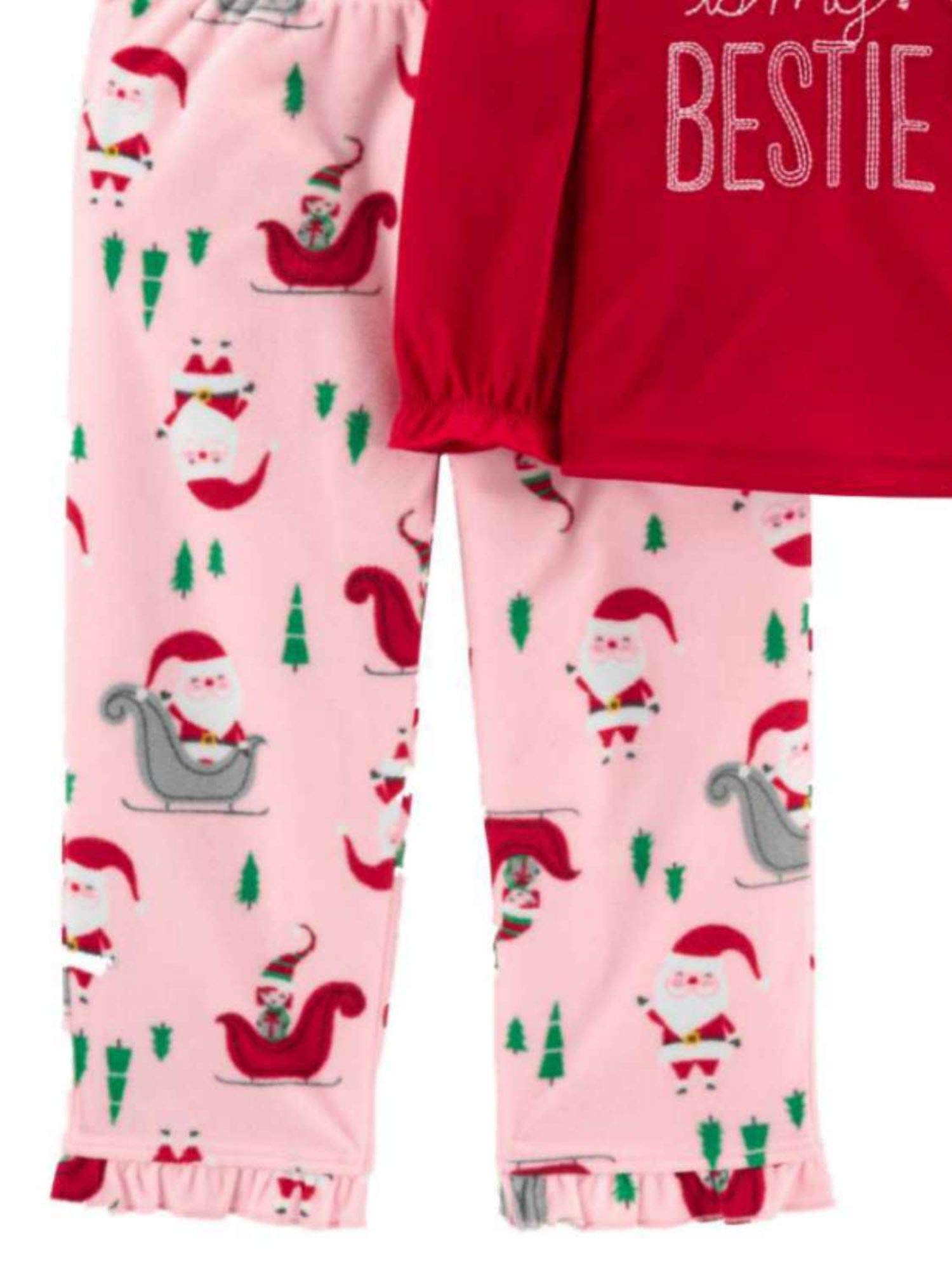 Carters Infant & Toddler Girls' Red Santa's Bestie Christmas Holiday Pajamas - Cozy Fleece Sleepwear for Holiday Photos & Family Gatherings