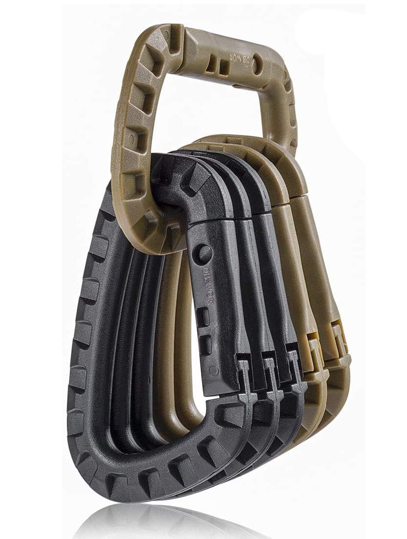 Tactical Carabiner Hooks 6pcs - Lightweight Polymer D-Ring for Hiking & Gear