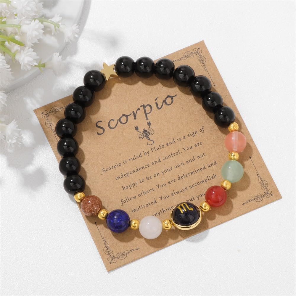 Chakra Zodiac Healing Crystal Bracelet for Women & Men - 12 Constellation Beaded Spiritual Bracelet, Horoscope Birthday Gift for Luck & Inspiration | Perfect for Meditation, Yoga & Energy Healing