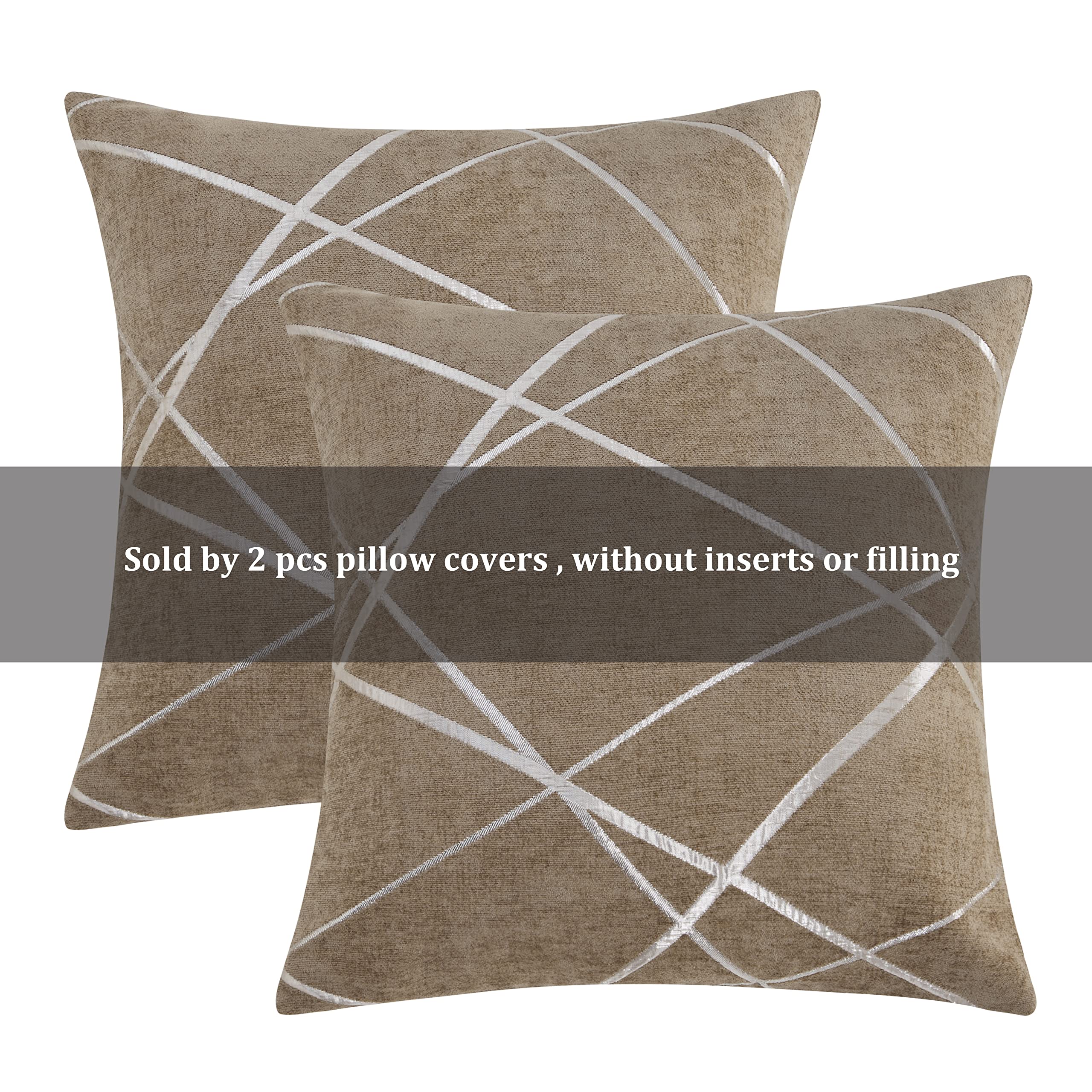 GIGIZAZA 26x26 Inch Decorative Throw Pillow Covers Set of 2 - Taupe Brown Square Cushion Covers for Sofa, Bed, Living Room - Soft Luxury Pillowcases for Home Decor & Interior Design