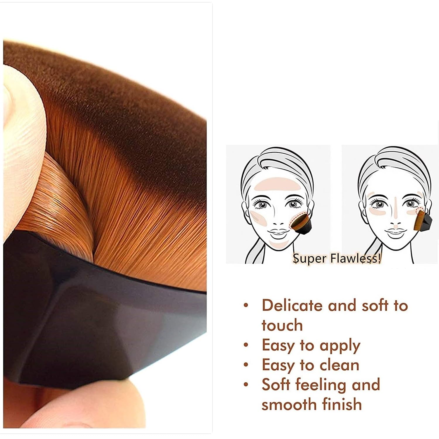 Sunaina Professional Makeup Brush Set - Foundation Brush for Liquid, Powder & Cream Blending | Soft Nylon Bristles for Flawless Application | Includes Protective Travel Case | Perfect for Everyday Makeup & Professional Use (1 Pack)