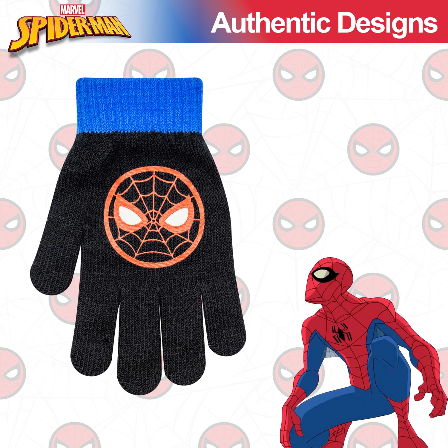6 Pack Spiderman Boys Winter Gloves & Mittens Set - Avengers Kids Cold Weather Gloves for Ages 2-7 - Warm Toddler Snow Gloves for Outdoor Play, School & Winter Activities