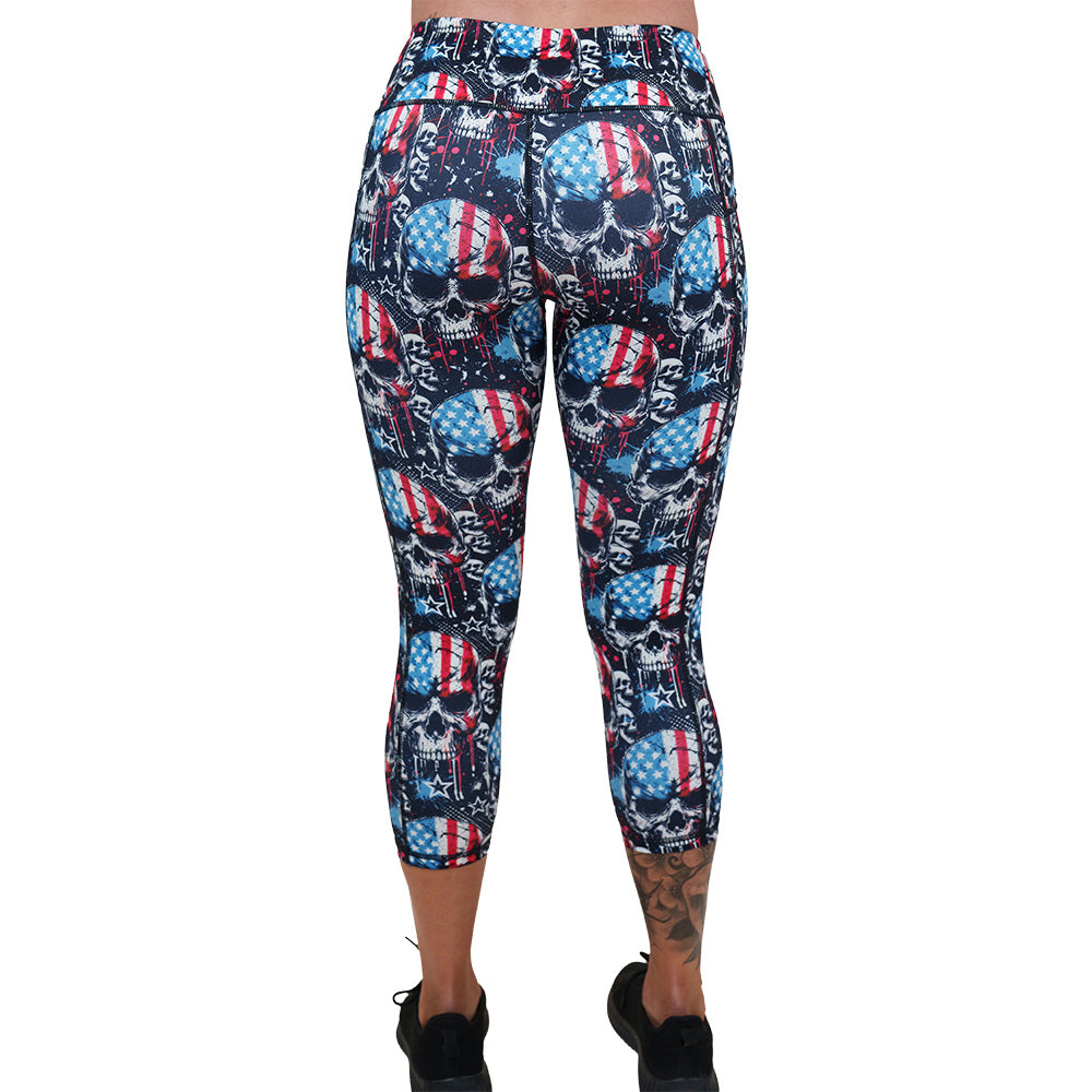 United Skulls Printed Leggings - High Waist Yoga Pants for Women, Halloween Costume, Gothic Fashion & Workout - Perfect for Gym, Dance & Cosplay