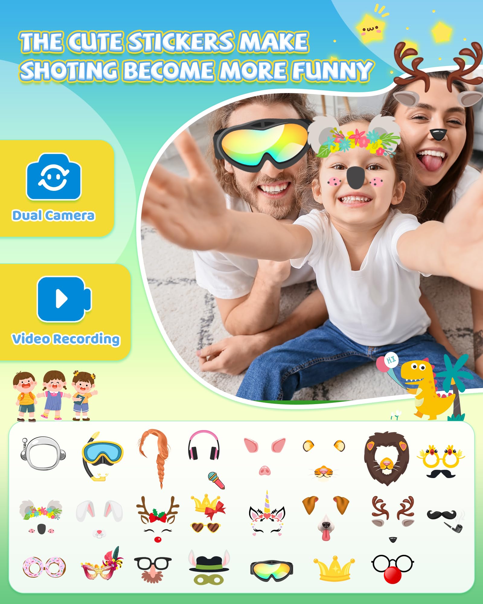 UCIDCI Kids Learning Smart Phone Toy - Interactive Touchscreen Pretend Phone for Boys & Girls Ages 3-8 | Dinosaur-Themed Educational Toy | Perfect Birthday Gift for Toddlers | Pretend Play, Early Learning & Role-Playing Scenarios